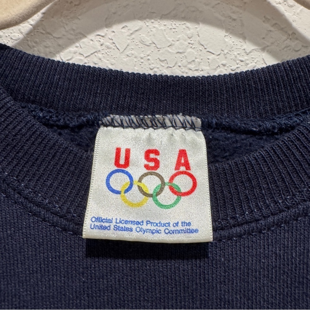 Vintage 80s 90s Olympics USA Crewneck Sweater Embroidered Classic Navy Sz M - Picture 2 of 9